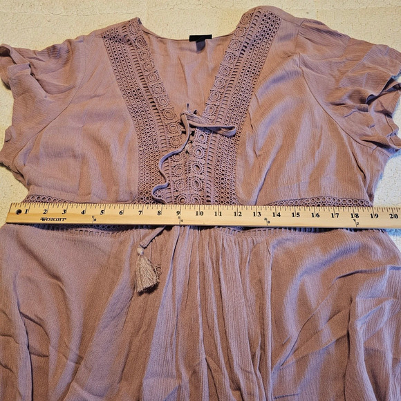 Torrid 1X Elderberry Crinkle Gauze Babydoll Top Flutter Sleeve Boho - Picture 7 of 10